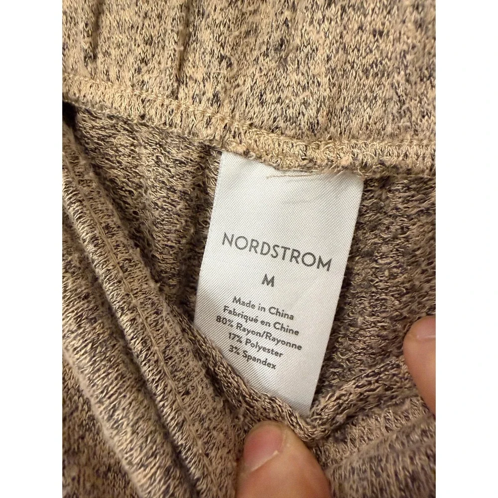 Nordstrom Womens Marled Knit Lounge Pants Tan Beige Drawstring Relaxed Medium - Picture 3 of 6